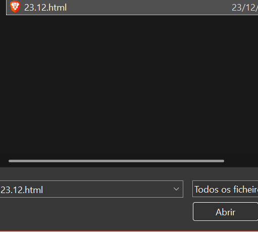 Tela da WR para escolher o arquivo gerado